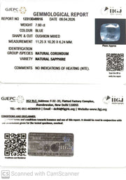7.60/CT Natural Blue Sapphire with Govt Lab Certificate-12313D49916